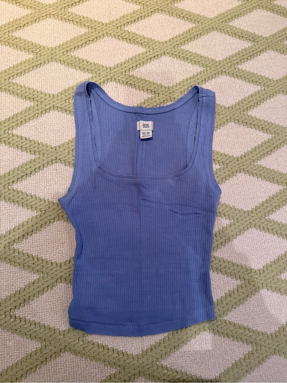 BDG Periwinkle Ribbed Square-Neck Tank Top